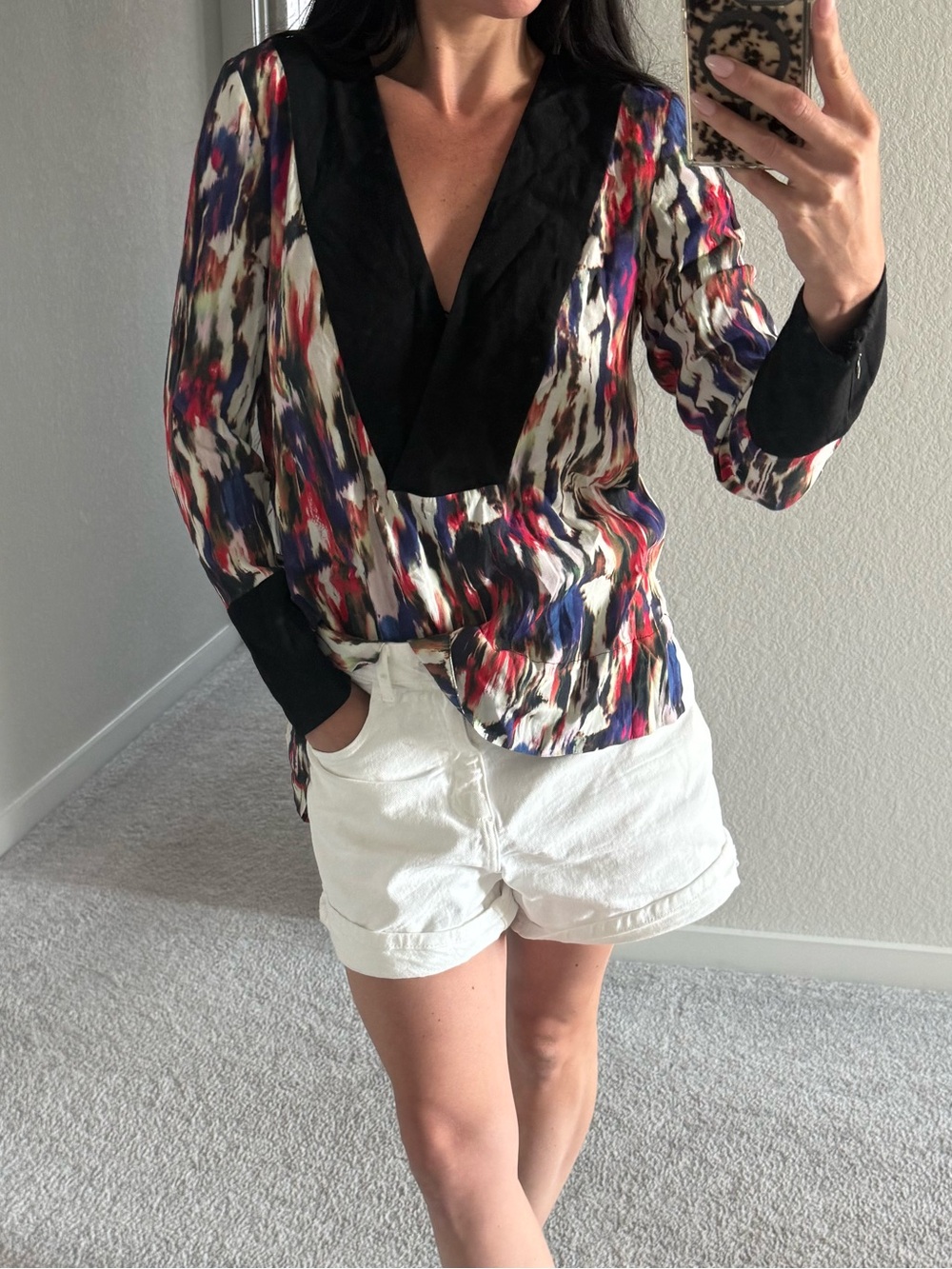 French Connection Multi-Colour & Black Blouse, Size 4 (Small)